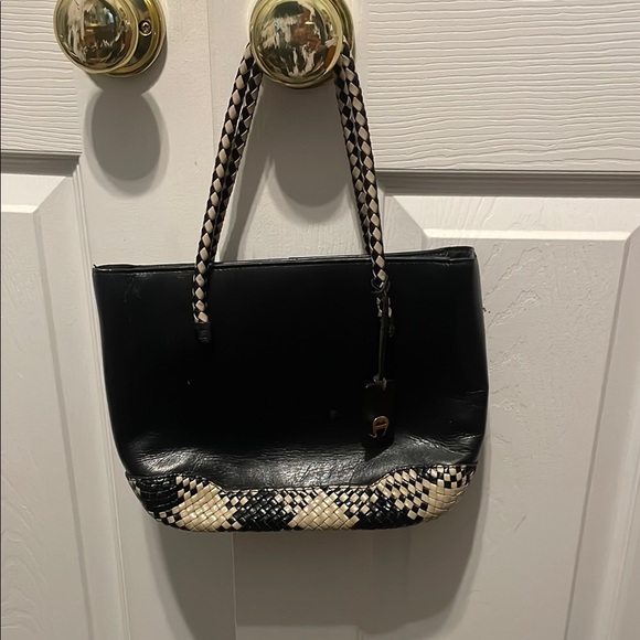 Etienne Aigner Handbags - Aigner Black and Tan Small Tote Bag